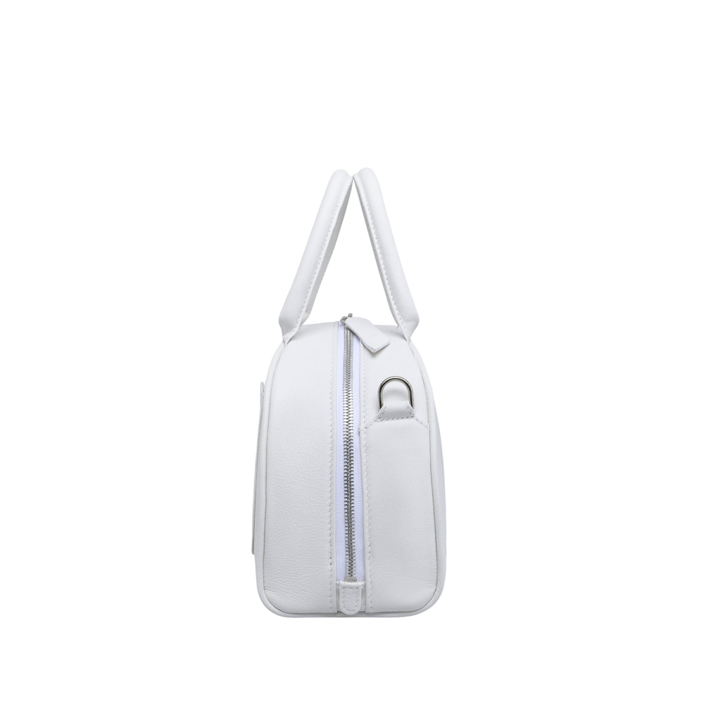 Handle bag as crossbody bag made of nappa leather white